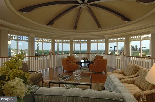 a view of a street with sitting area