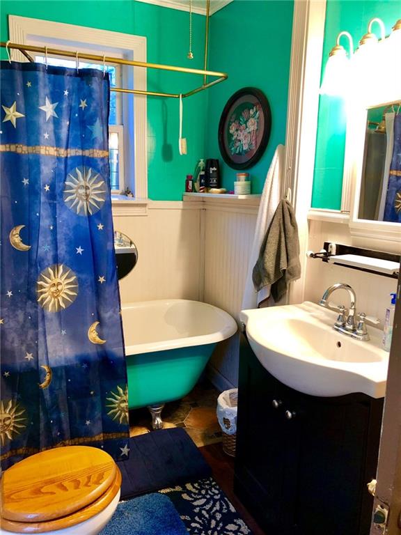 650 Shaffer Road Hookstown, PA 15050 - Photo 14 of 25 BATH 12x6 The original clawfoot tub is the focal point of the kitschy Bathroom. Newer vanity with sink provides for storage in addition to built in make-up area.