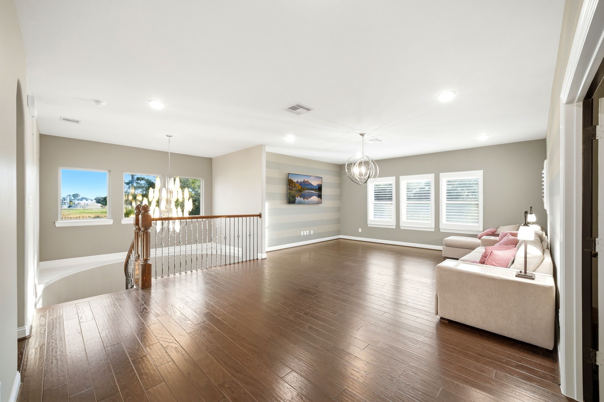 5815 Stratton Woods Drive Spring, TX 77389 - Photo 41 of 45 a living room with fireplace furniture and a wooden floor