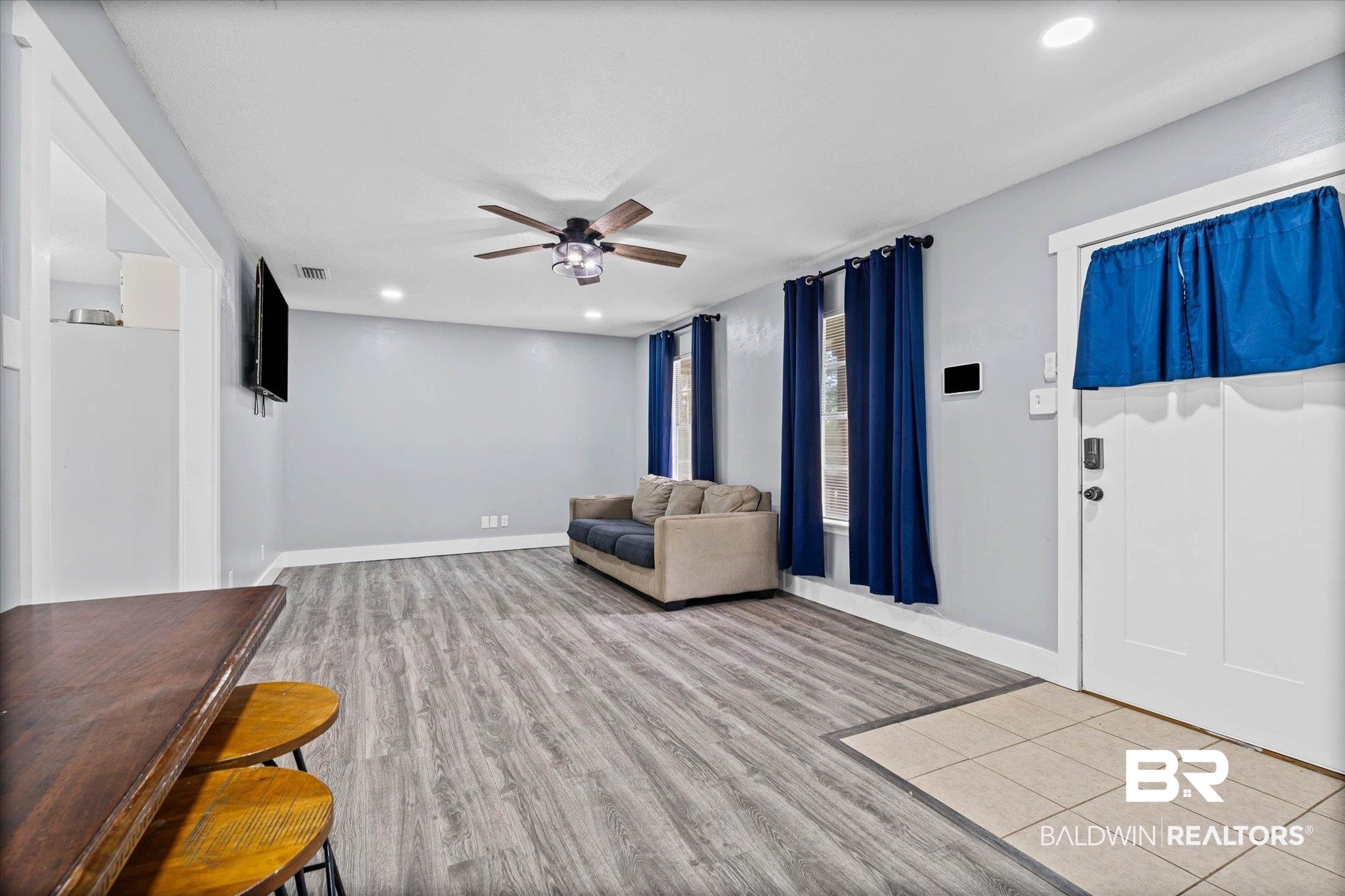 1849 Ranch House Drive Semmes, AL 36575 - Photo 5 of 23 Unfurnished room with ceiling fan, light wood-type flooring, and recessed lighting