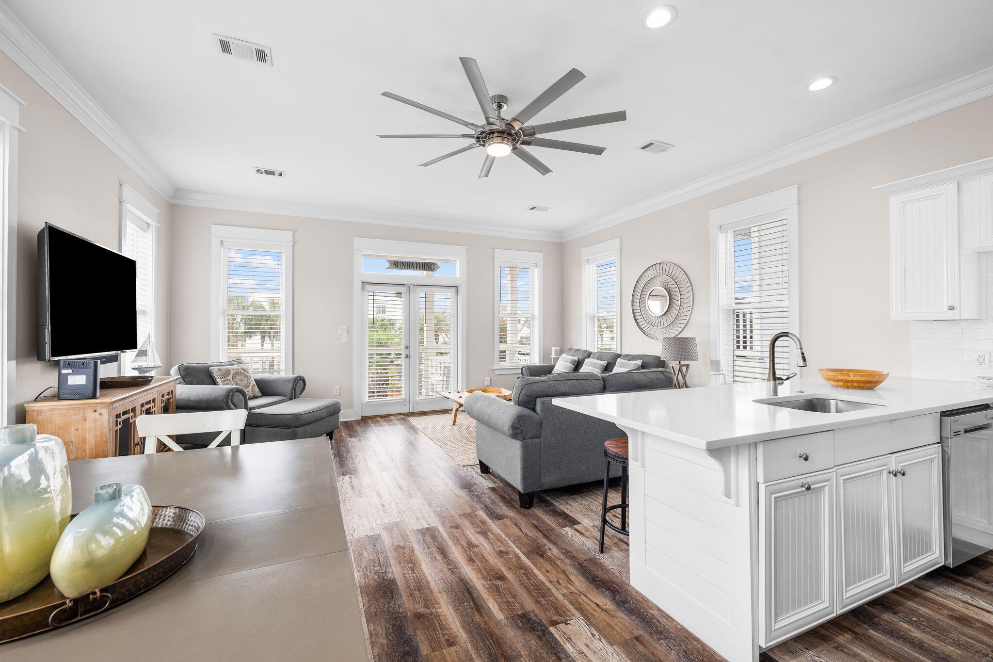 18 Trigger Trail East Inlet Beach, FL 32461 - Photo 15 of 44 a living room with furniture a flat screen tv and large window