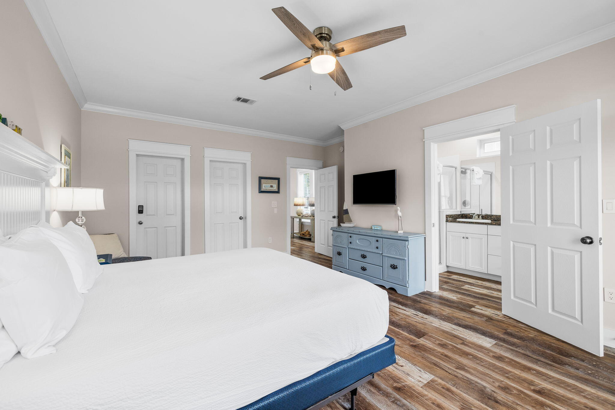 18 Trigger Trail East Inlet Beach, FL 32461 - Photo 21 of 44 a bedroom with a bed and a flat screen tv