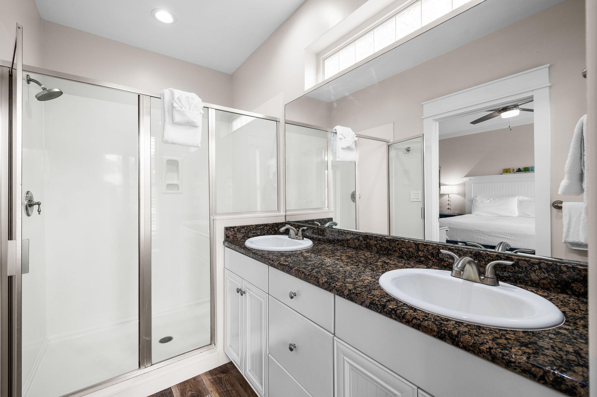 18 Trigger Trail East Inlet Beach, FL 32461 - Photo 22 of 44 a bathroom with a granite countertop sink shower mirror and