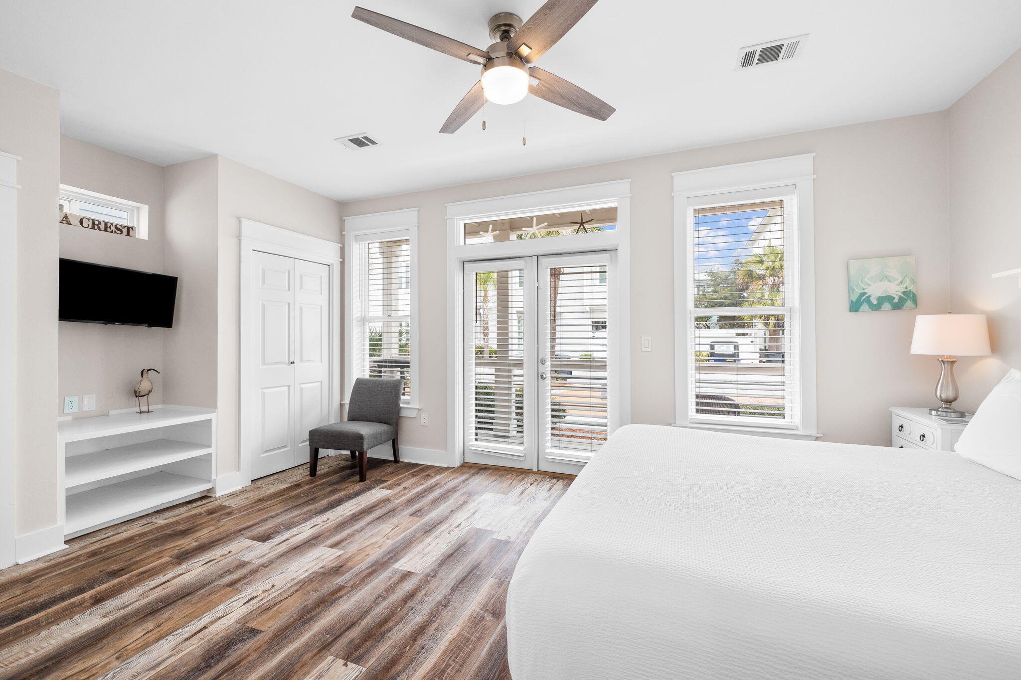 18 Trigger Trail East Inlet Beach, FL 32461 - Photo 26 of 44 a bedroom with a bed and a flat screen tv
