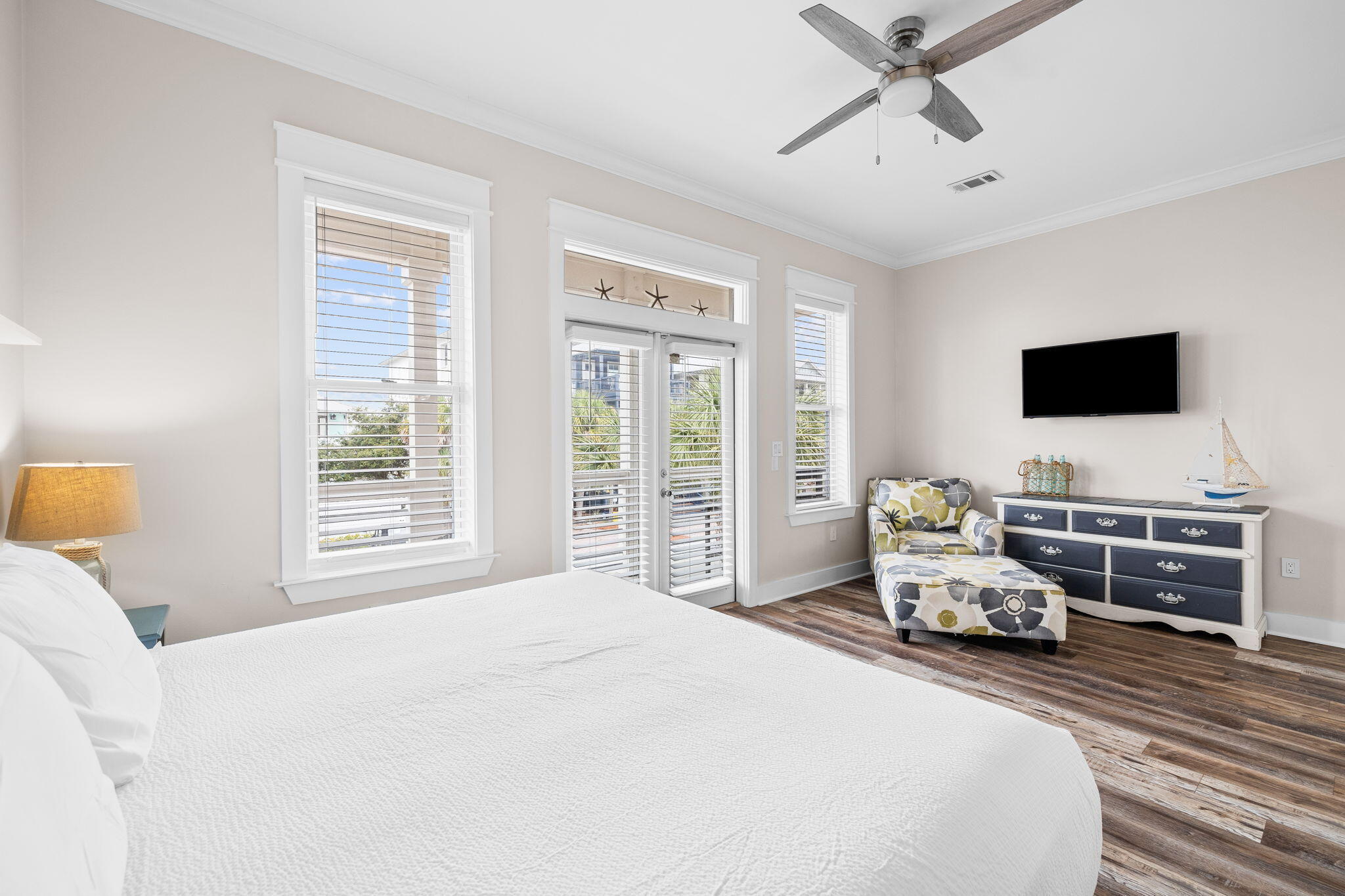 18 Trigger Trail East Inlet Beach, FL 32461 - Photo 30 of 44 a bedroom with a bed and flat screen tv