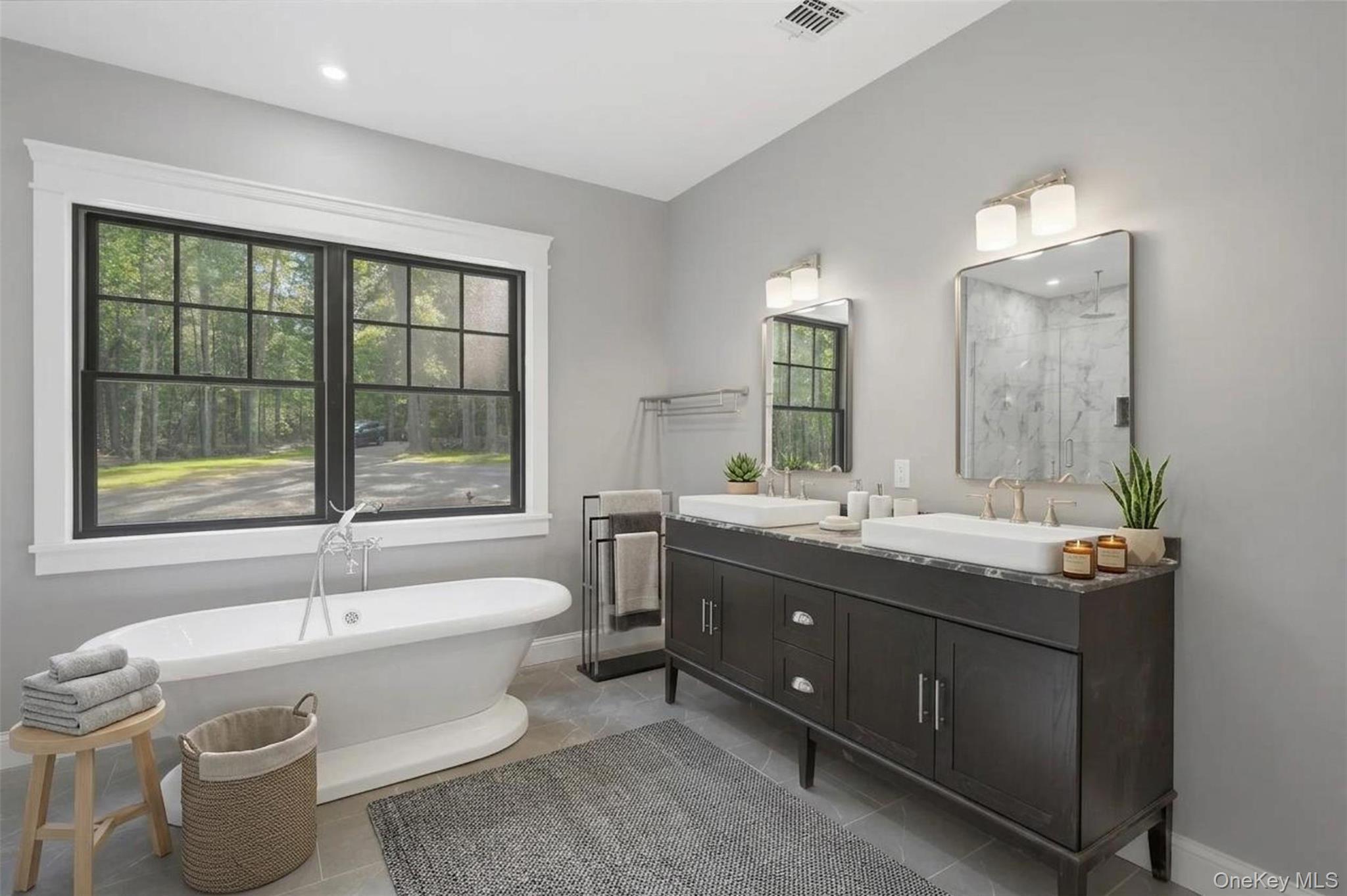 300 Van Tuyl Road Barryville, NY 12719 - Photo 11 of 50 a bathroom with a granite countertop sink and a bathtub