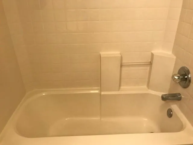 a bathroom with a bathtub