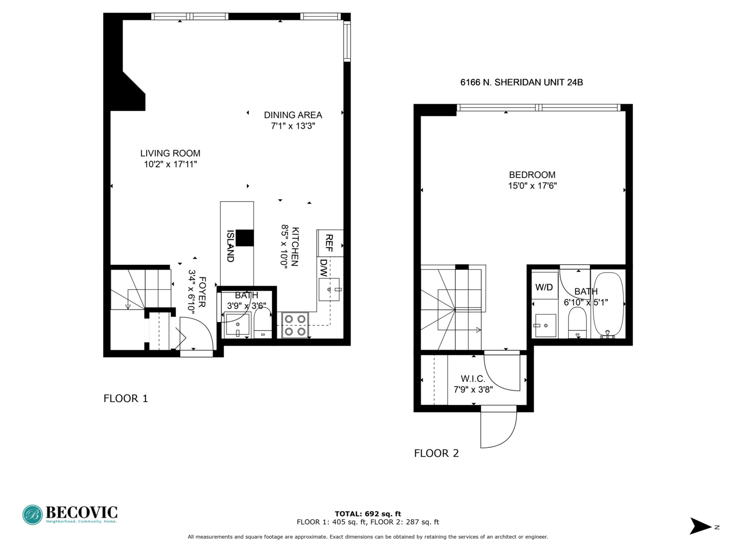 6166 North Sheridan Road, Unit 24B Chicago, IL 60660 - Photo 10 of 17 a picture of a floor plan