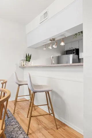 a room with a table and chair