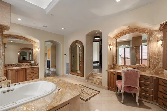 a view of a swimming pool with lake view and mountain in the back