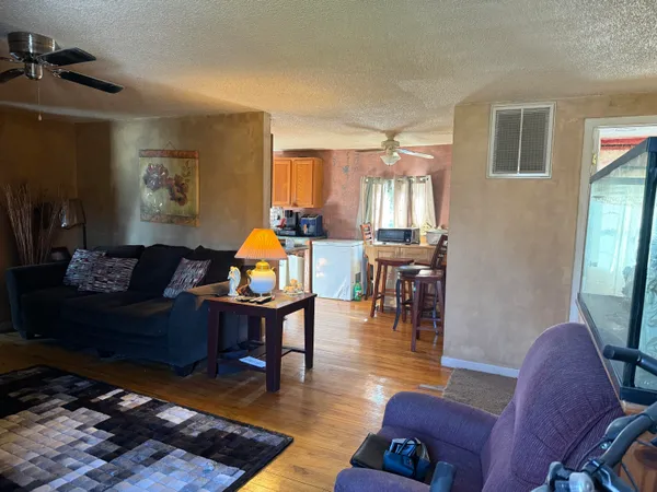 a living room with furniture rug and window