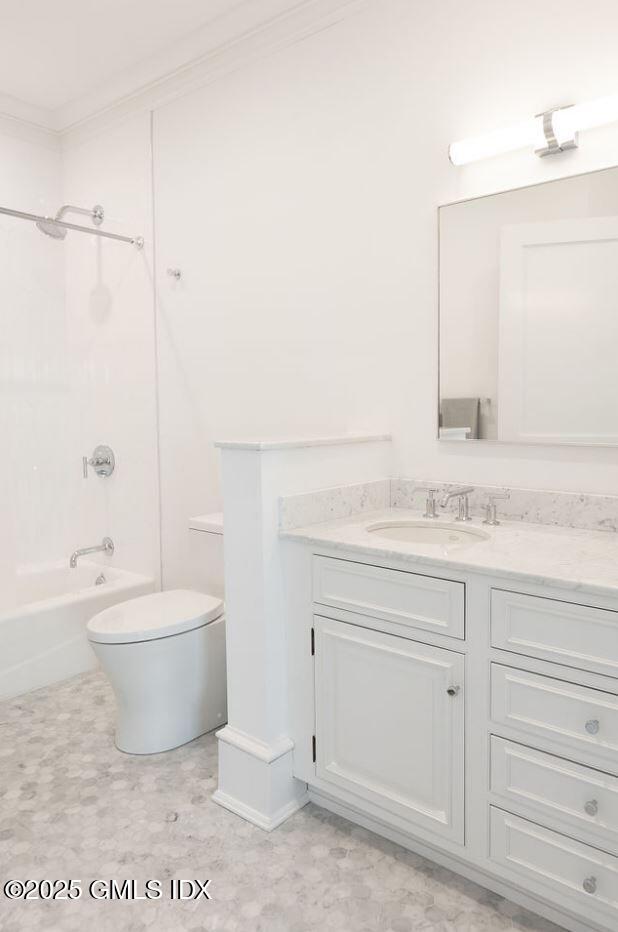 19 Weeds Landing Darien, CT 06820 - Photo 98 of 98 a bathroom with a granite countertop toilet a sink and bathtub