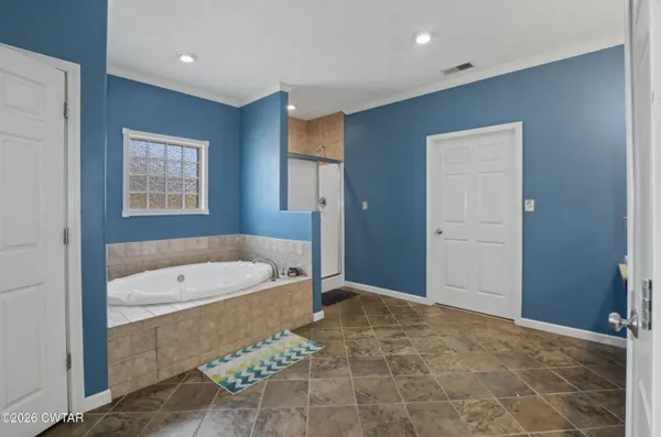 a bathroom with a tub a sink and a shower
