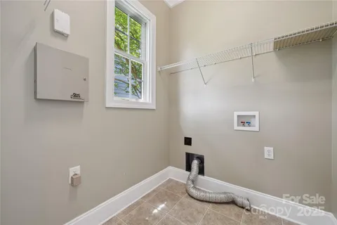 a view of a small space with a window