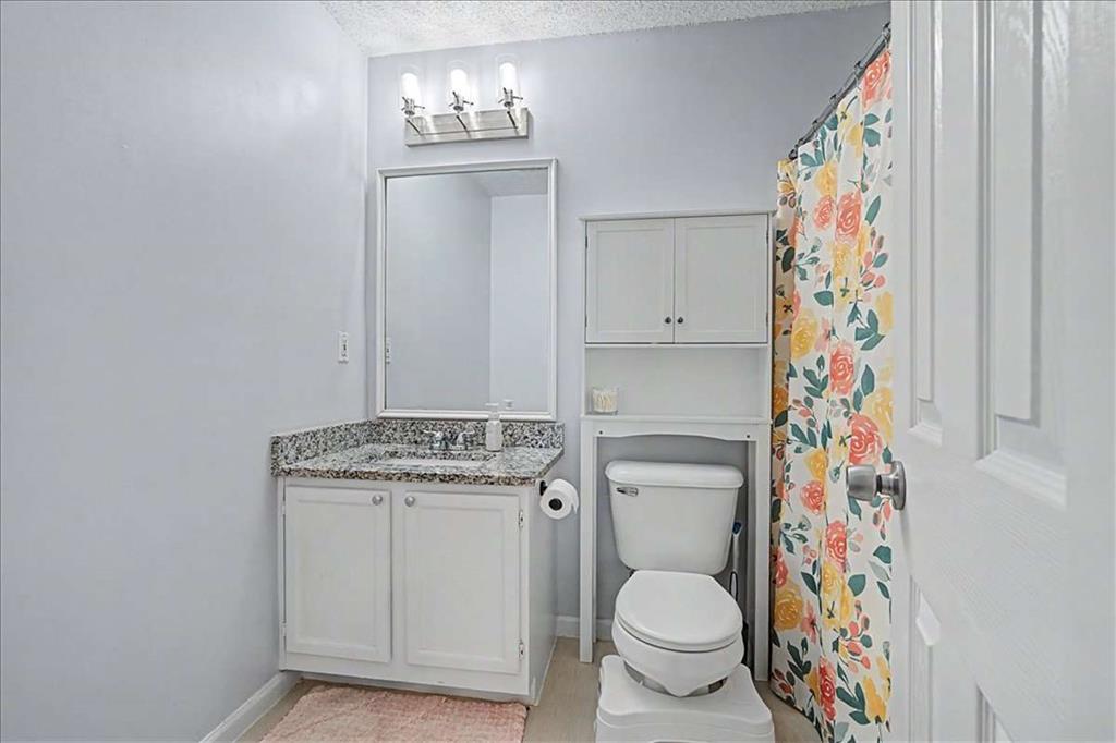 94 Villa Rosa Way Temple, GA 30179 - Photo 7 of 34 a bathroom with a toilet and a shower curtain