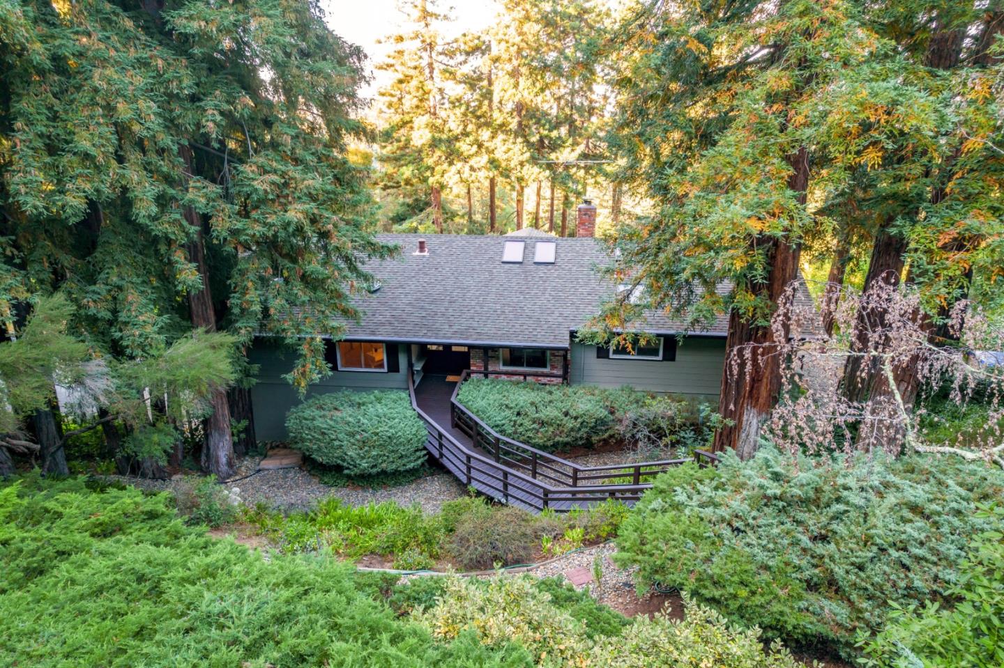 530 Summit Spring Road Woodside, CA 94062 - Photo 2 of 24 an aerial view of a house with garden
