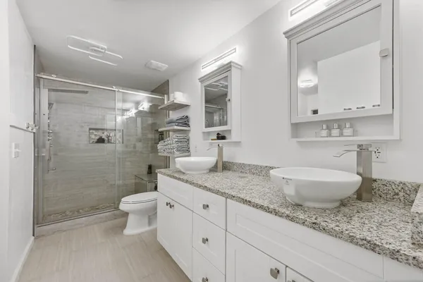 a bathroom with a shower