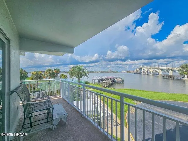 a view of a city from a balcony