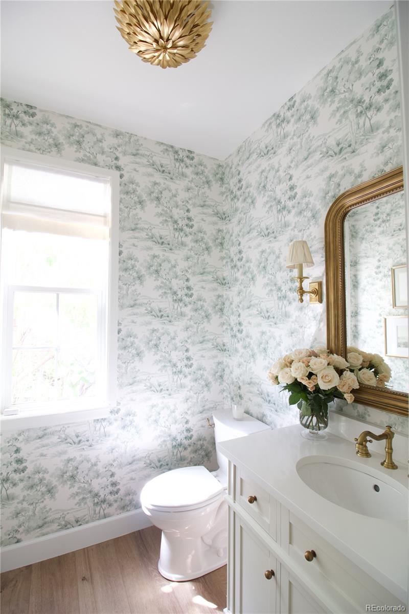 369 Shoreham Circle Castle Pines, CO 80108 - Photo 19 of 41 a bathroom with a sink a toilet and mirror