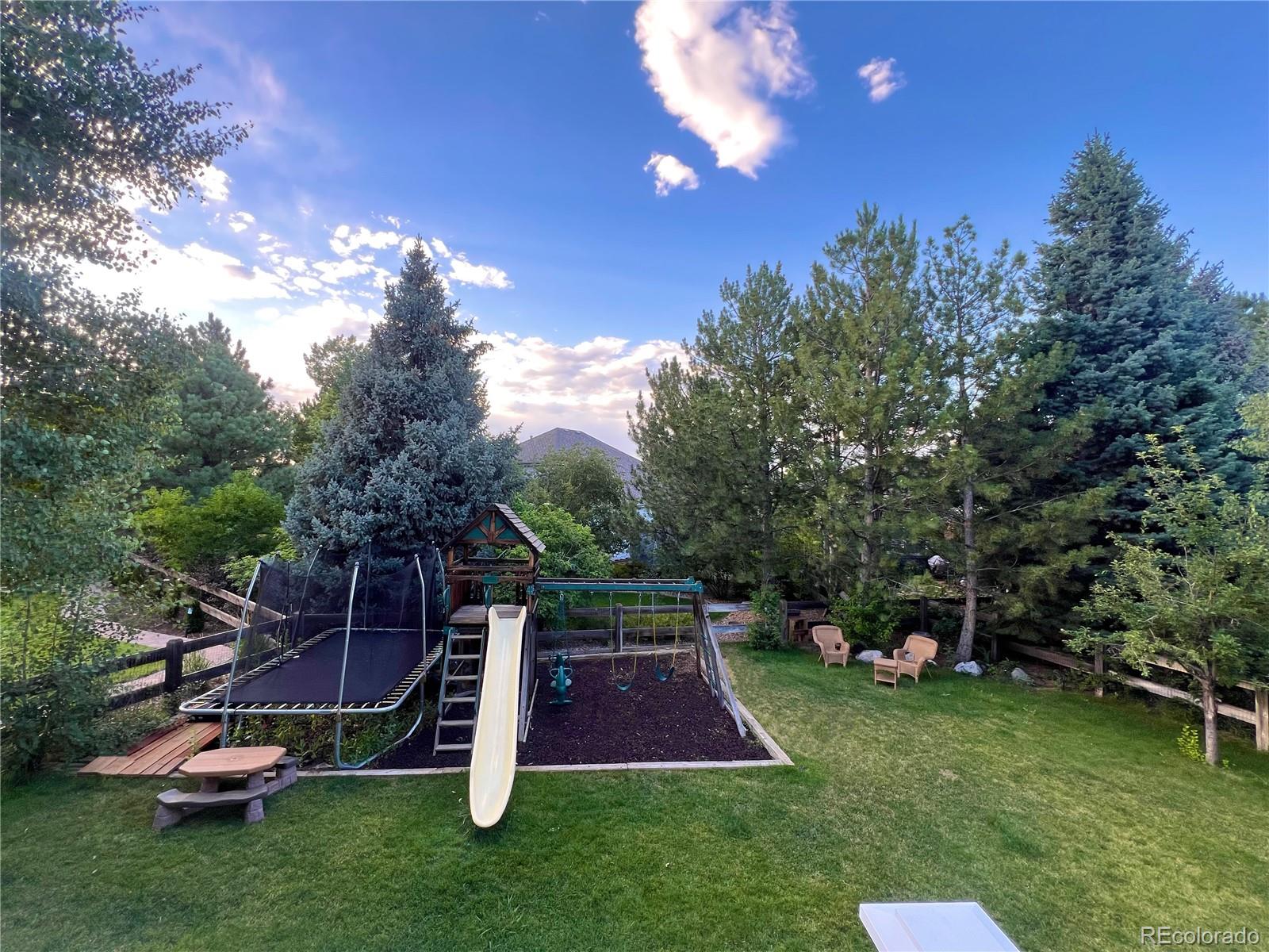 369 Shoreham Circle Castle Pines, CO 80108 - Photo 39 of 41 a view of a garden with a slide