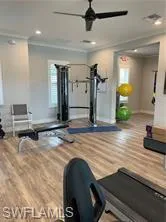 a view of a swimming pool and a chair