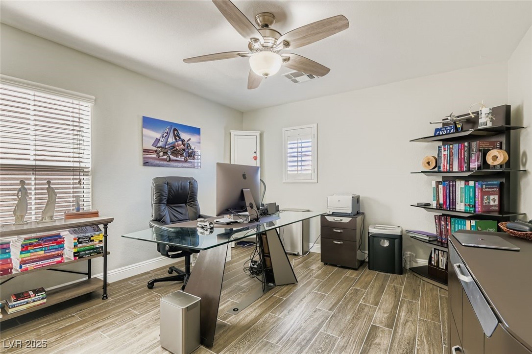 7055 Fort Tule Avenue Las Vegas, NV 89179 - Photo 35 of 75 Office or 4th bedroom area with tiled floors and ceiling fan , closet