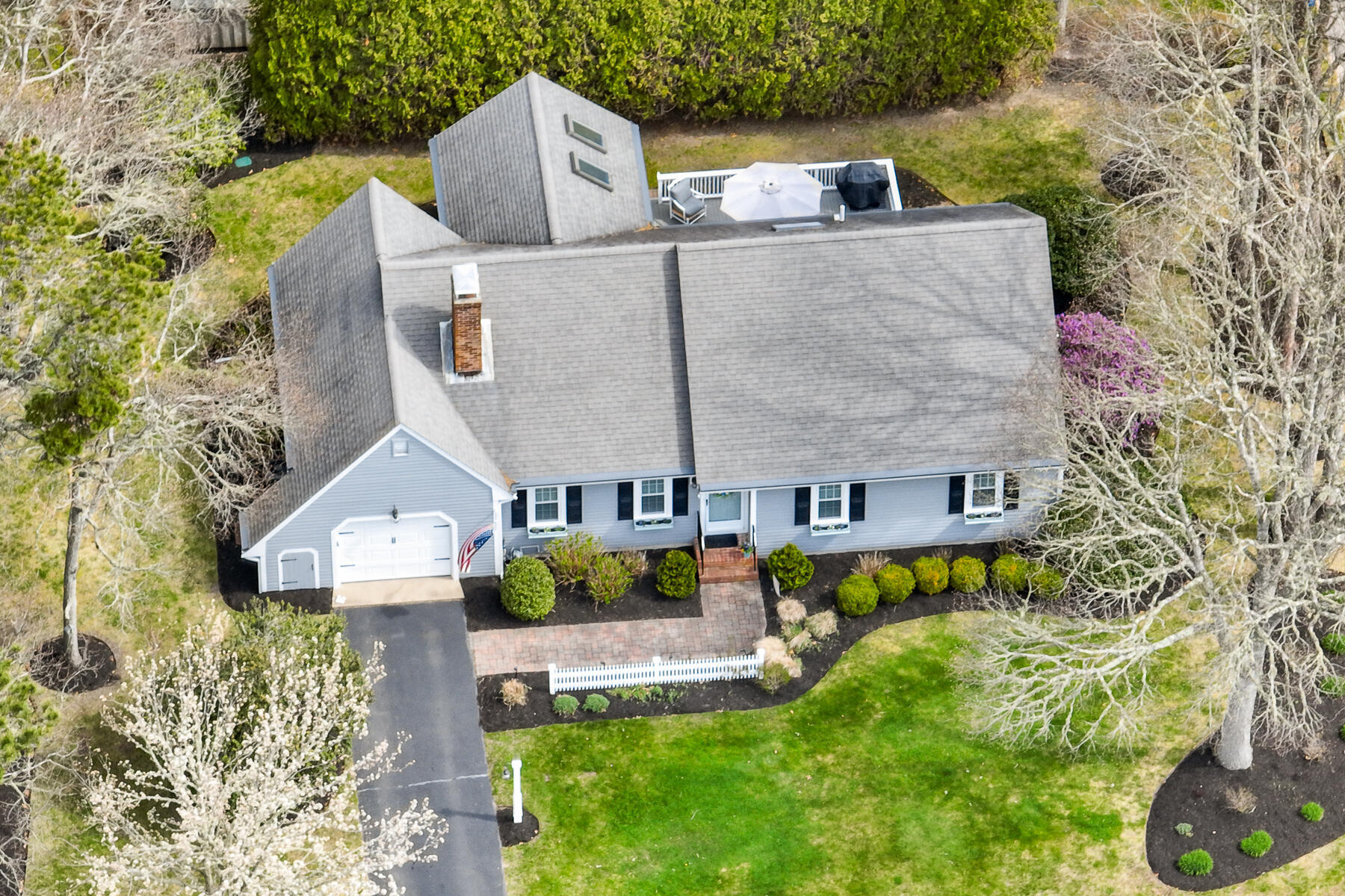 53 Kelley Road West Harwich, MA 02671 - Photo 3 of 43 an aerial view of a house with a yard and a fountain