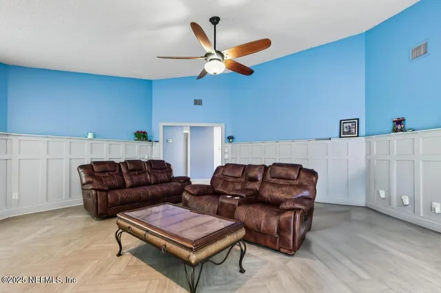 a living room with furniture