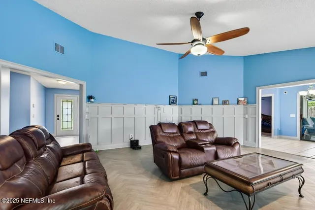 a living room with furniture