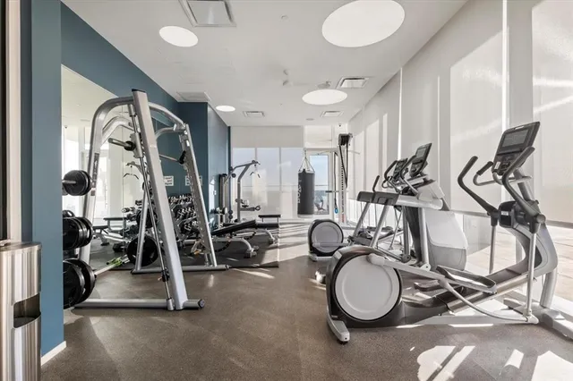 a view of a room with gym equipment
