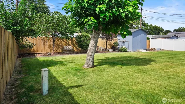 a backyard of a house with lots of green space