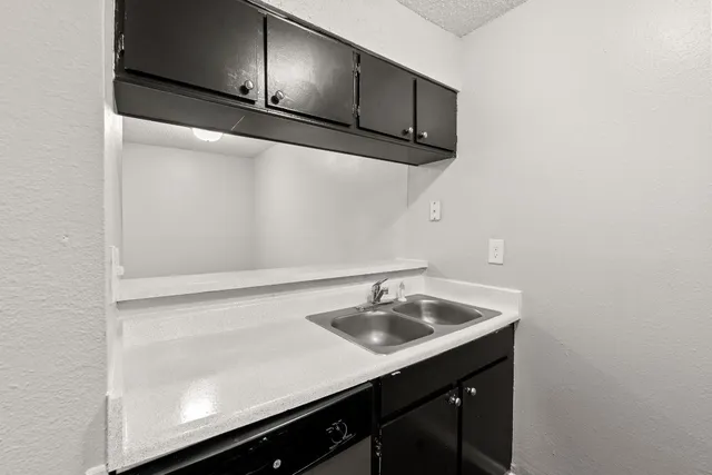 a sink with a microwave