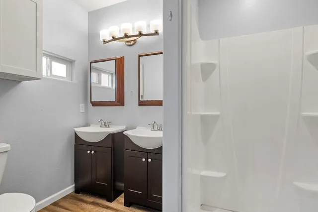 an empty room with windows