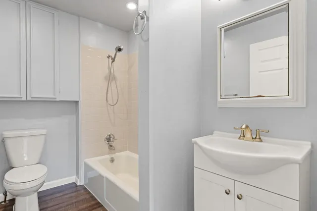 a view of a room with windows