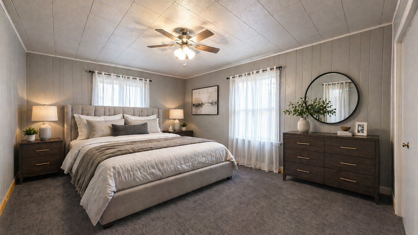 829 East Old Rte 47 Monticello, IL 61856 - Photo 6 of 16 a spacious bedroom with a bed and a chandelier