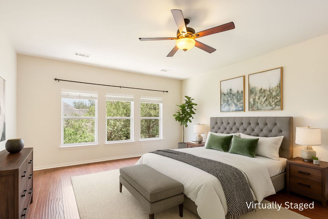102 Country View Way Cedar Park, TX 78613 - Photo 25 of 38 Bedroom featuring wood finished floors and ceiling fan