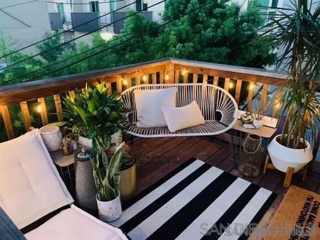 a view of a chairs and tables in patio