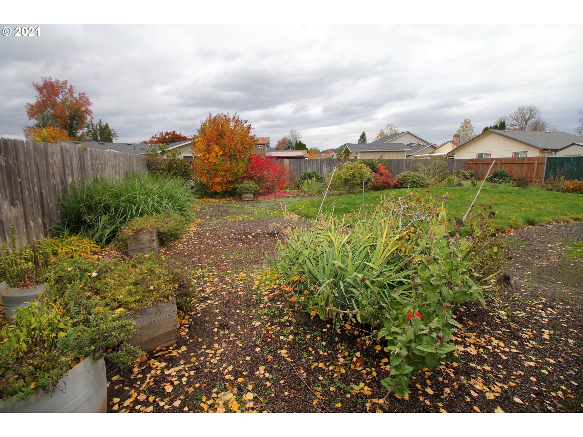 6988 B Street Springfield, OR 97478 - Photo 24 of 31 a view of a garden with a building in the background