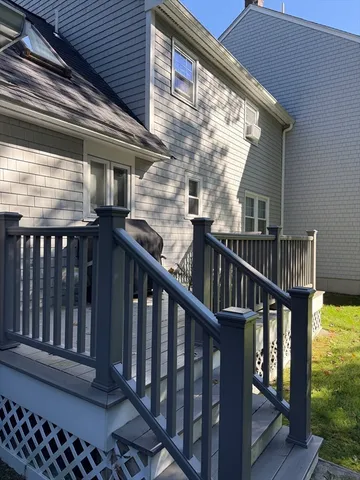 a view of wooden balcony