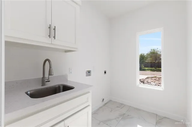 a close view of a sink and tap