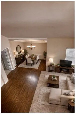 a living room with furniture