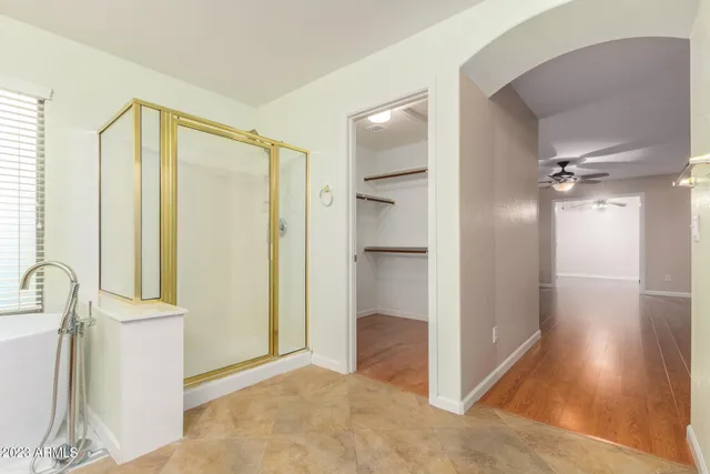 a view of an empty walk in closet