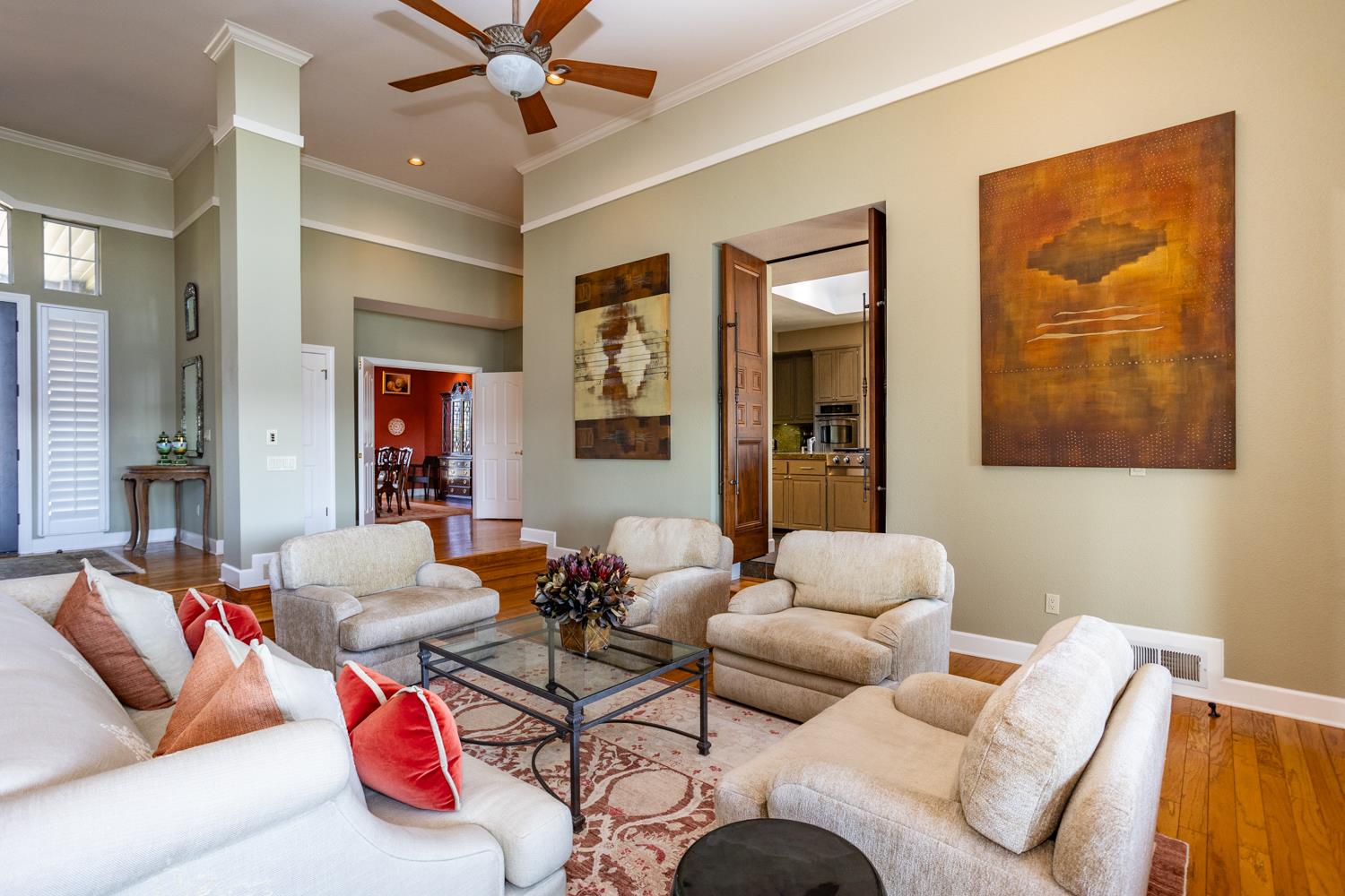 808 Country Club Drive Modesto, CA 95356 - Photo 22 of 60 a living room with furniture and a ceiling fan