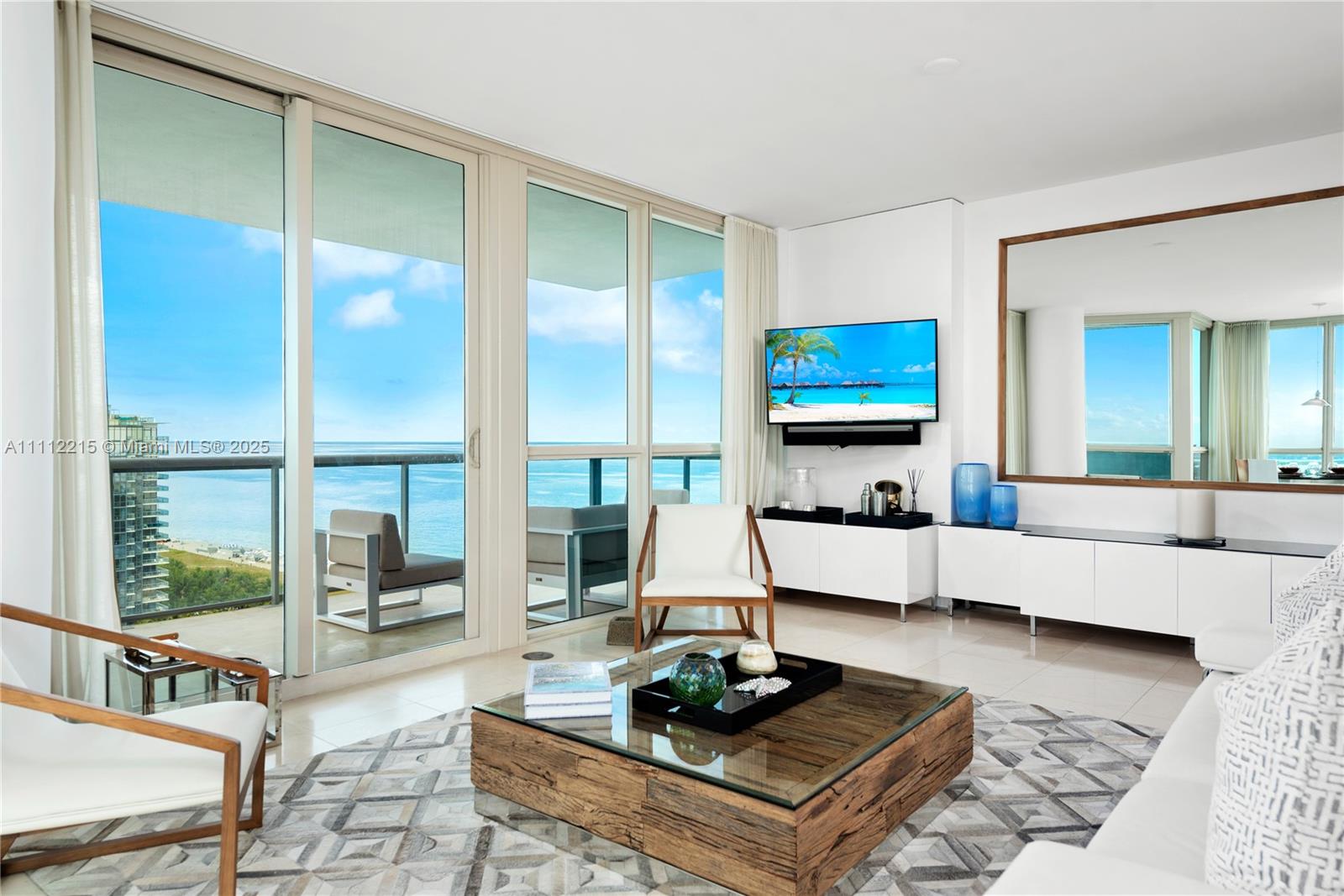 101 20th Street, Unit 2401 Miami Beach, FL 33139 - Photo 1 of 29 a living room with furniture flat screen tv and a large window