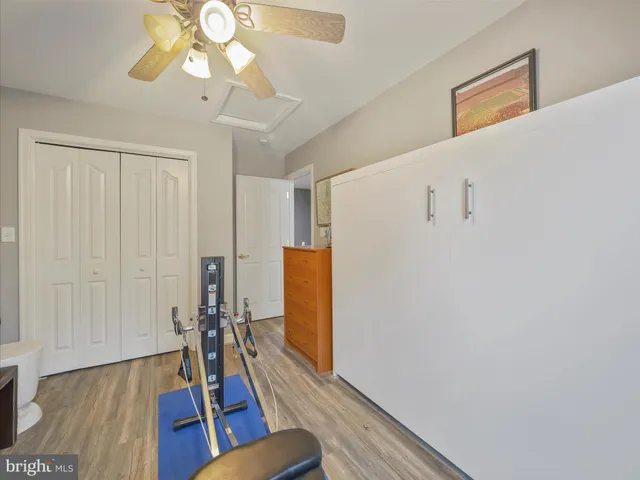 a view of a storage room with racks