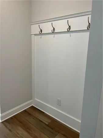 a view of small space with racks on the wall