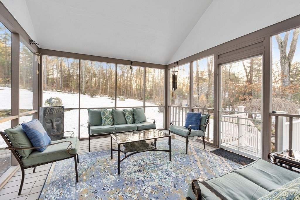 420 Old Harvard Road Boxborough, MA 01719 - Photo 11 of 37 a living room with furniture and a large window with balcony view