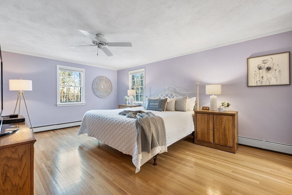 420 Old Harvard Road Boxborough, MA 01719 - Photo 24 of 37 a spacious bedroom with a bed and dresser with wooden floor