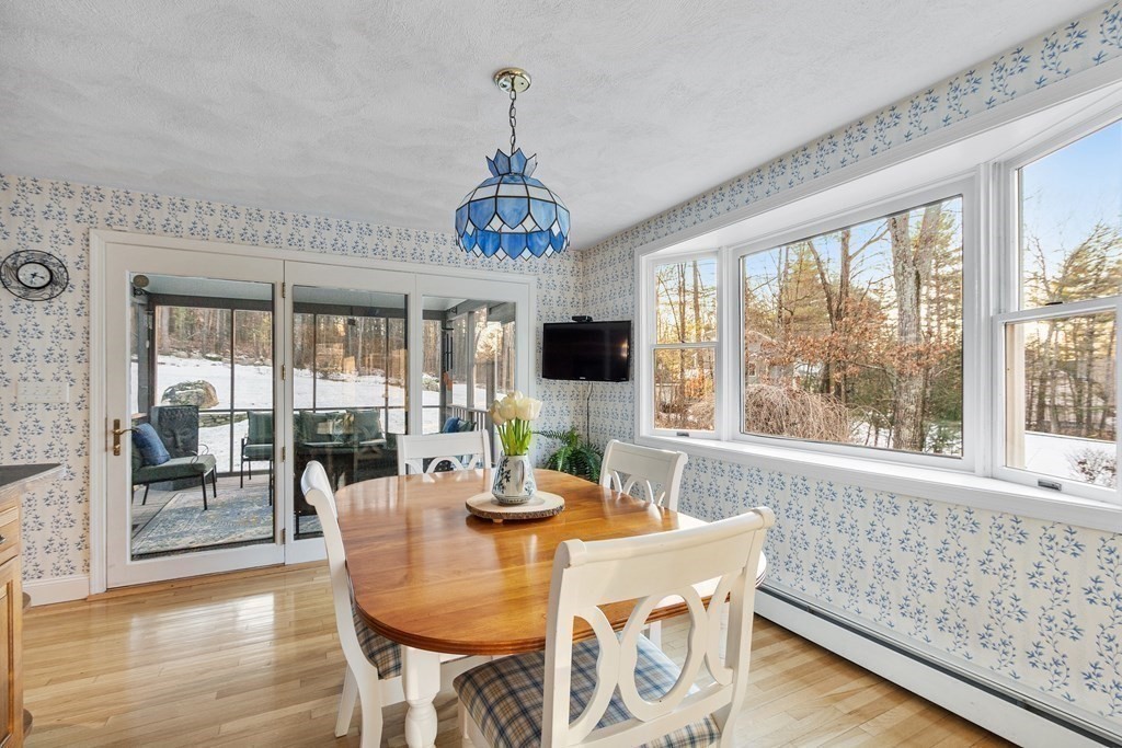 420 Old Harvard Road Boxborough, MA 01719 - Photo 8 of 37 a view of a dining room with furniture wooden floor and chandelier