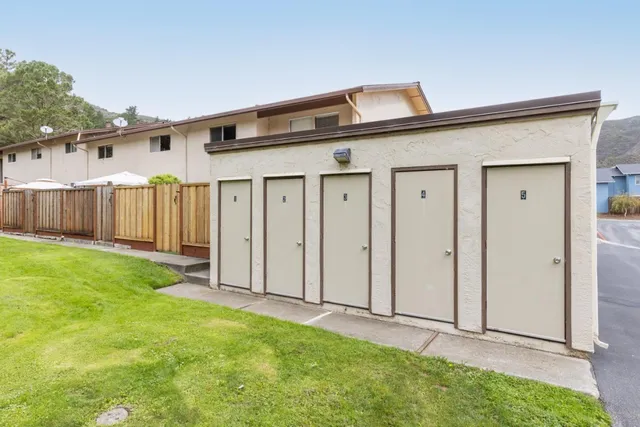a swimming pool with trees